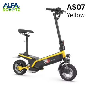 AS07-Japanese-Yellow Off-Road Electric Scooter – 50KM/h Speed & Advanced Suspension