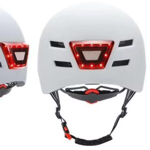 Front and Back Warning Lights Helmet for Electric Scooters-White